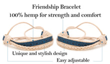 Pettsie Matching Friendship Bracelets, 2 Pack Set, Easy Adjustable, 100% Cotton and Hemp