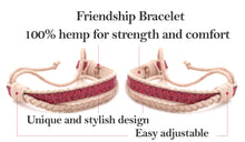 Pettsie Matching Friendship Bracelets, 2 Pack Set, Easy Adjustable, 100% Cotton and Hemp