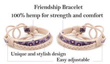 Pettsie Matching Friendship Bracelets, 2 Pack Set, Easy Adjustable, 100% Cotton and Hemp