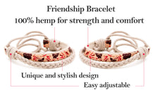 Pettsie Matching Friendship Bracelets, 2 Pack Set, Easy Adjustable, 100% Cotton and Hemp