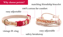 Red kitten collar with safety breakaway buckle and friendship bracelet for you