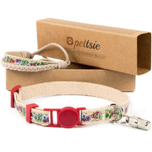 Red kitten collar with safety breakaway buckle and friendship bracelet for you, ID tag tube included