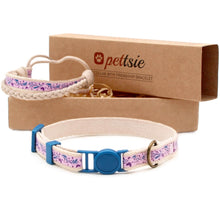 Green kitten collar with safety breakaway buckle and friendship bracelet for you